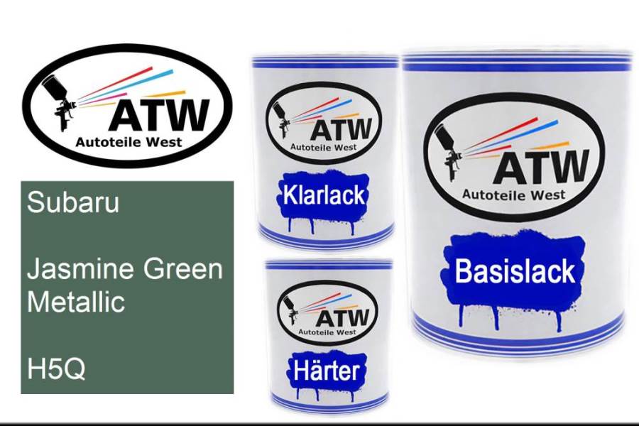 Subaru, Jasmine Green Metallic, H5Q: 1L Lackdose + 1L Klarlack + 500ml Härter - Set, von ATW Autoteile West.